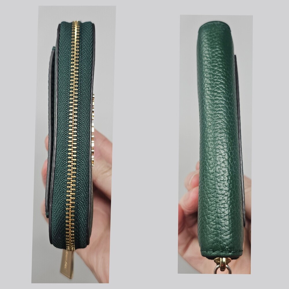 Michael Kors Jet Set Pebbled Leather Zip Card Case Wallet Moss Green NWOT - Picture 6 of 11